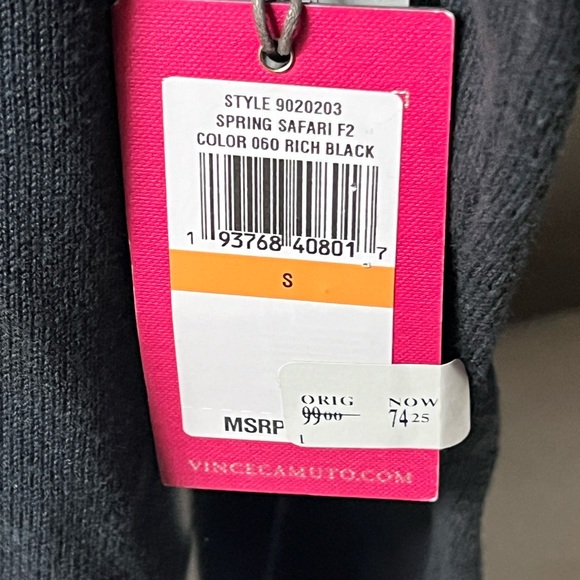 VINCE CAMUTO Women’s Small Rich Black Spring Safari Boat Neck Tie-Dyed Sweater - Picture 4 of 6